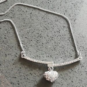 2-sided Heart Pendant Cubic Zirconia Necklace CZ